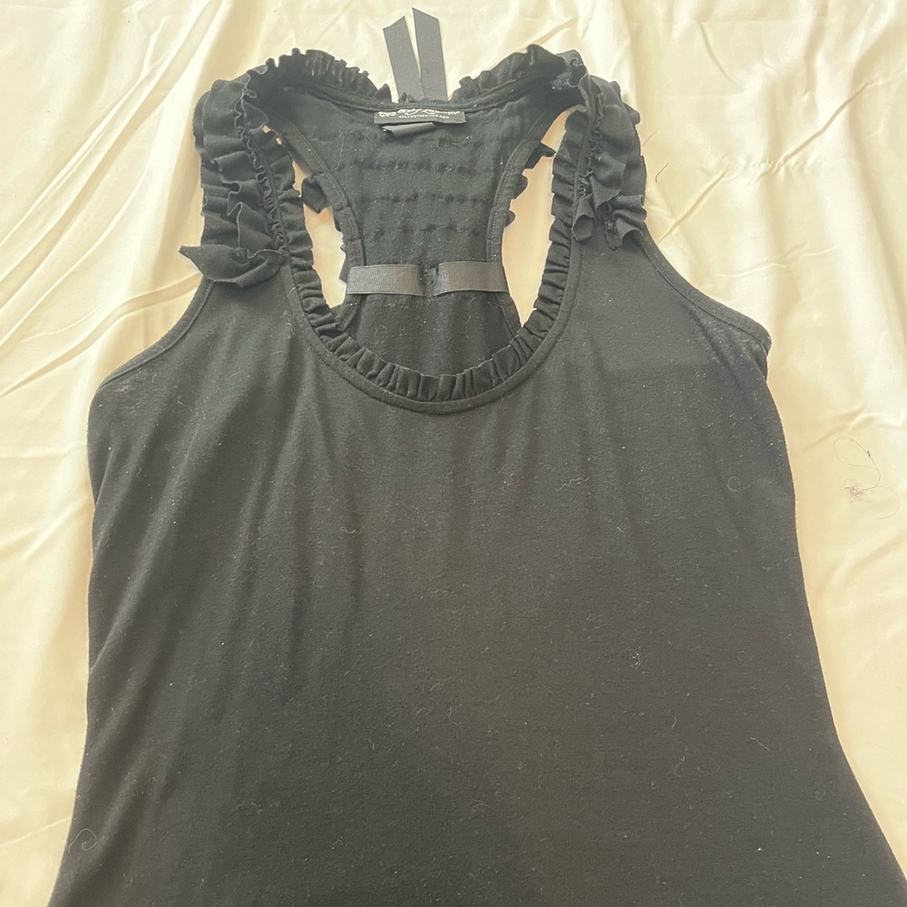 Self Esteem Black Ruffle Detail Tank Top